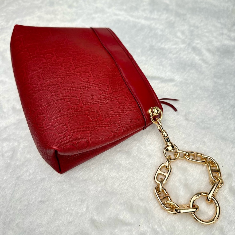 Dior Trotter Red monogram canvas and leather Wristlet, Pouch VINTAGE CUTE - Picture 3 of 13